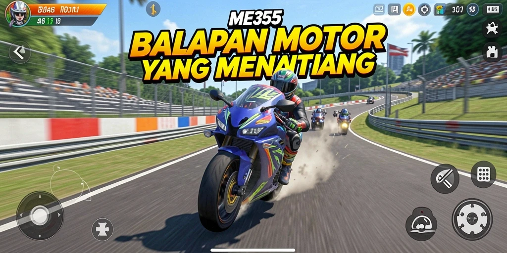 Screenshot menunjukkan aksi balapan motor yang mendebarkan.